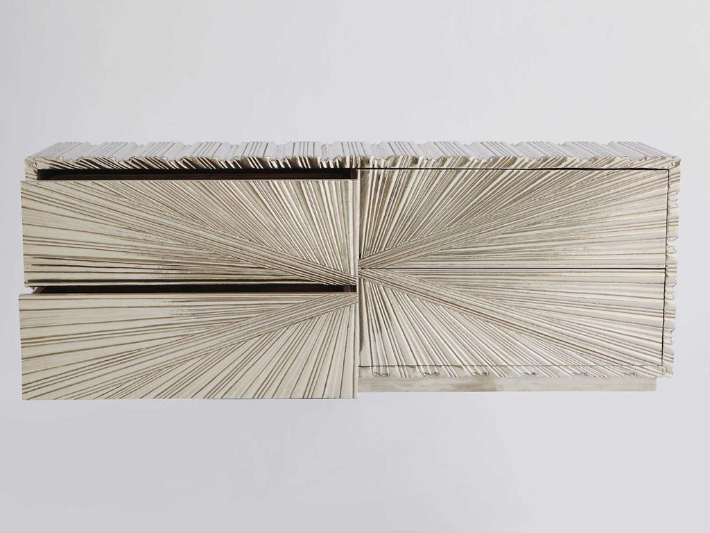 72 Inch Grey Deco White Alloy Metal Sideboard