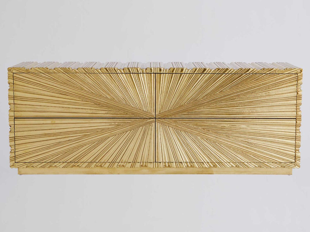 Linenfold Brass Sideboard with Textured Starburst Pattern