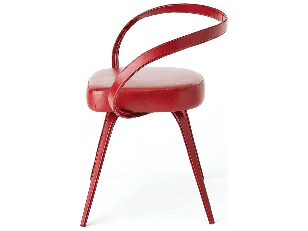 Leather Red Upholstered Arm Dining Chair with Iron Frame