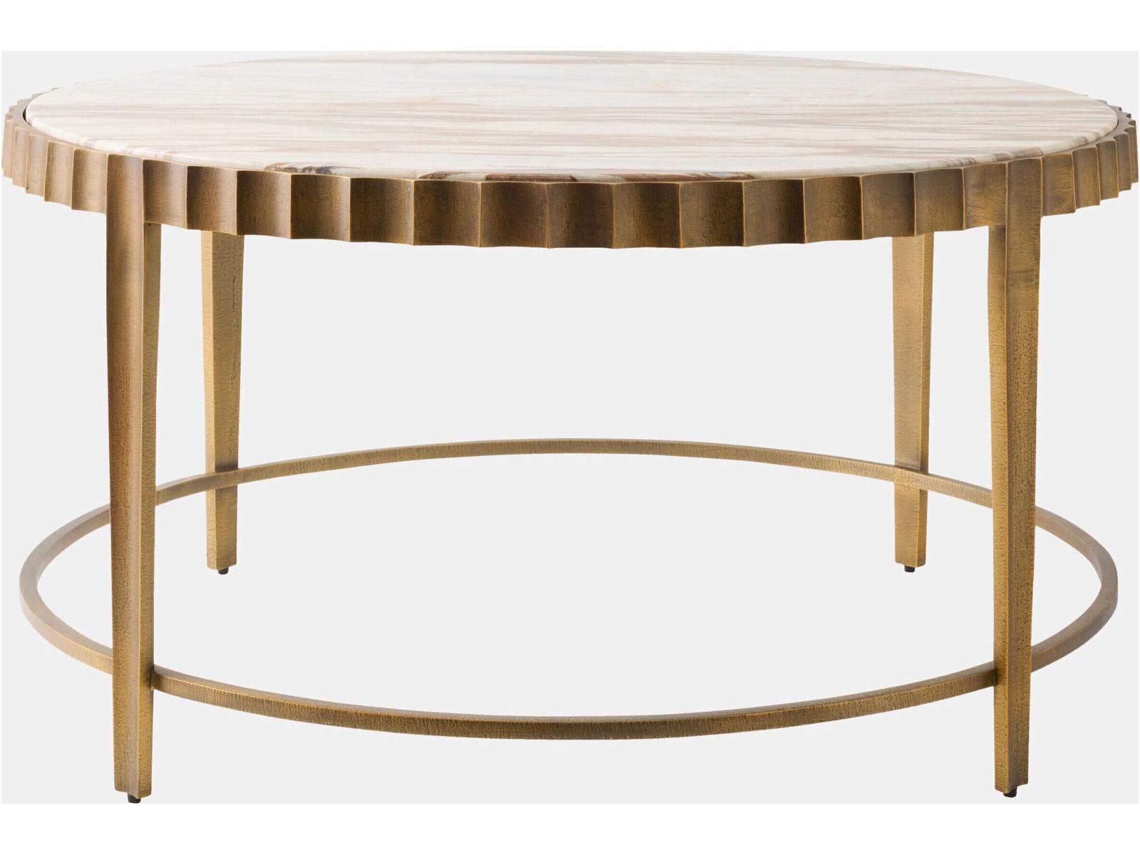 Liberty Round Marble Vintage Brass Honed Coffee Table