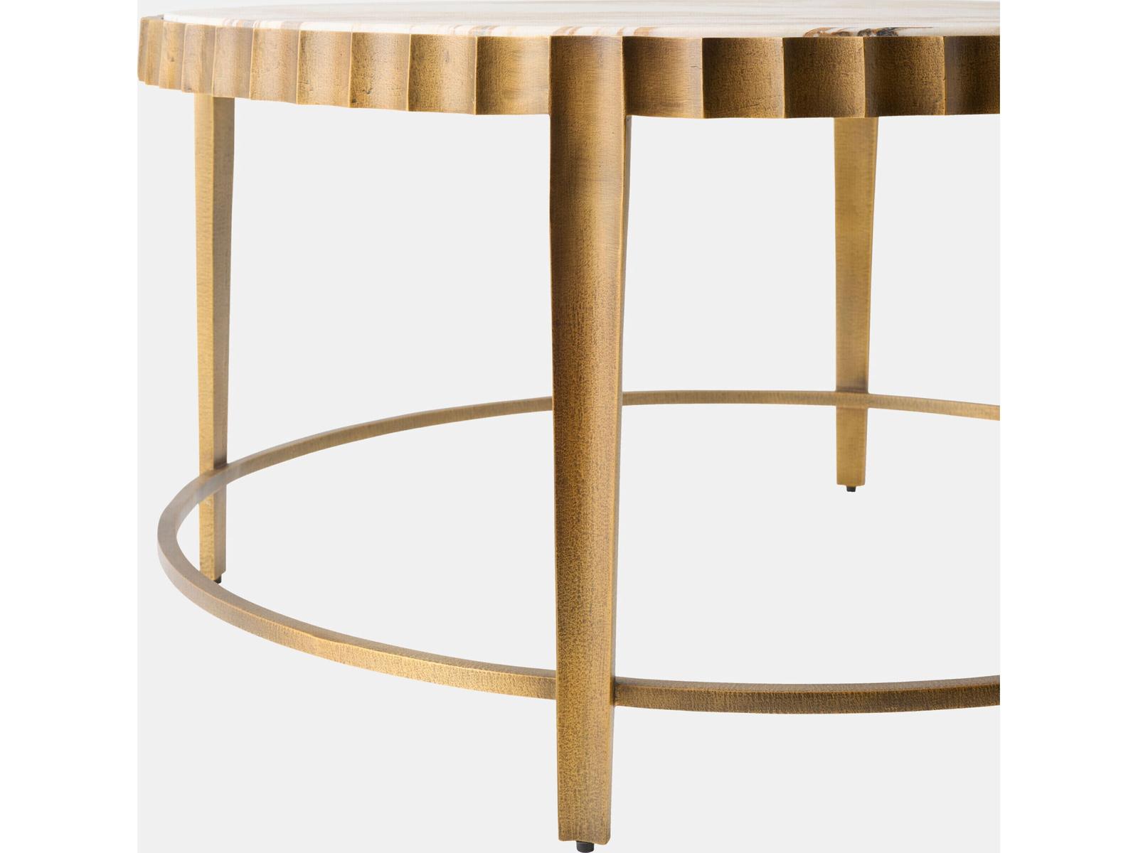 Liberty Round Marble Vintage Brass Honed Coffee Table