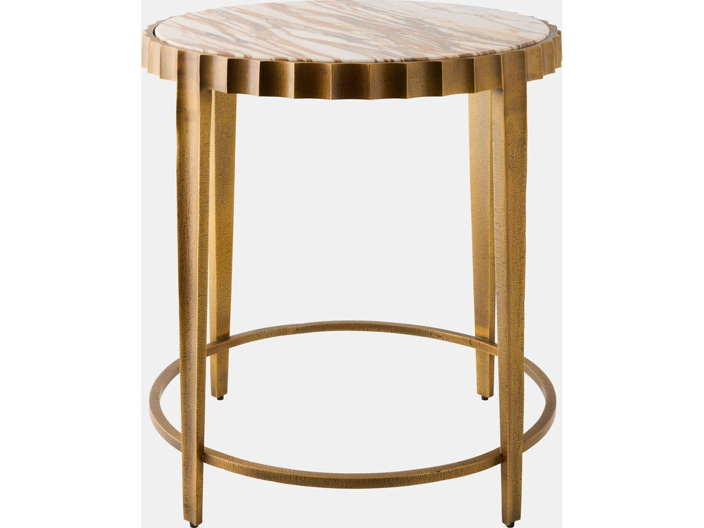 Liberty Round Marble Vintage Brass Natural End Table