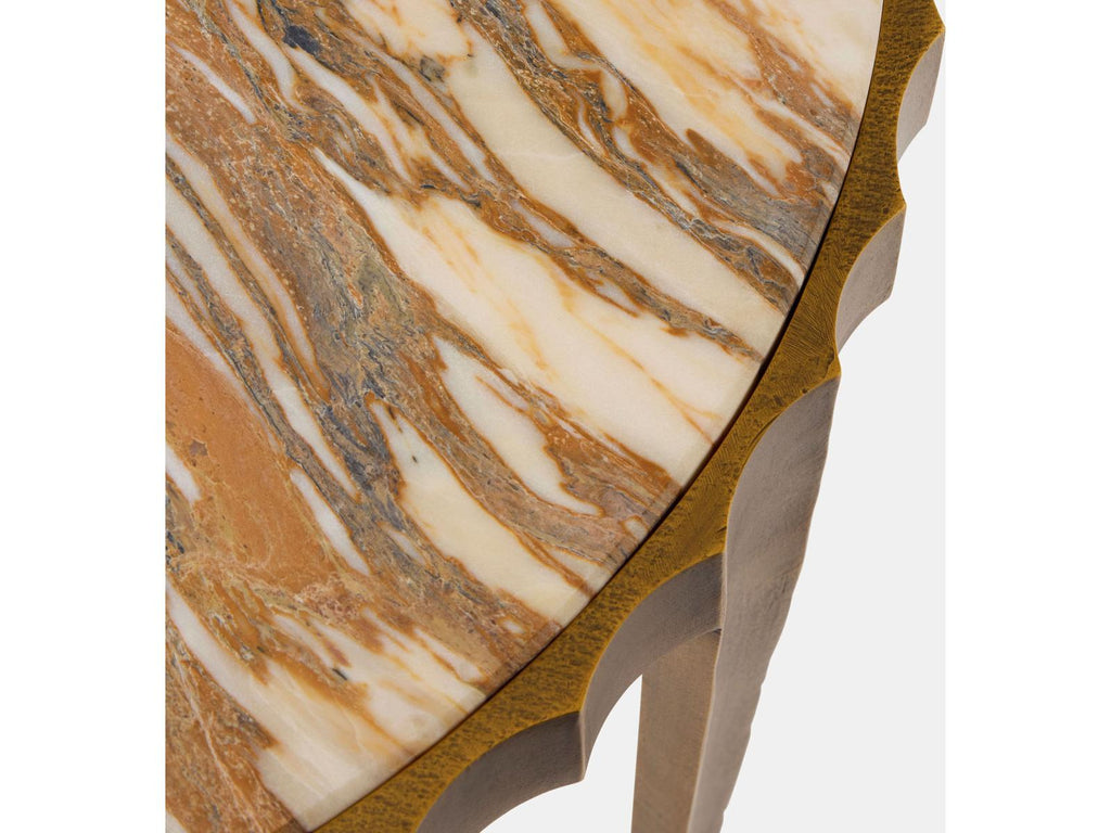 Liberty Round Marble Vintage Brass Natural End Table
