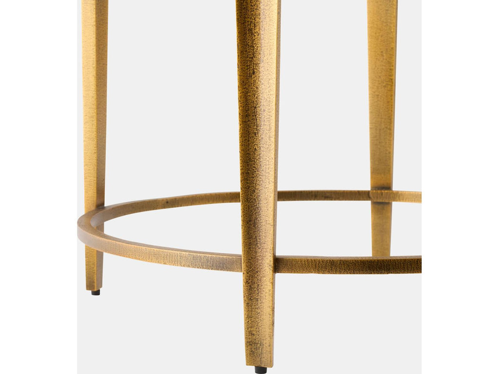 Liberty Round Marble Vintage Brass Natural End Table
