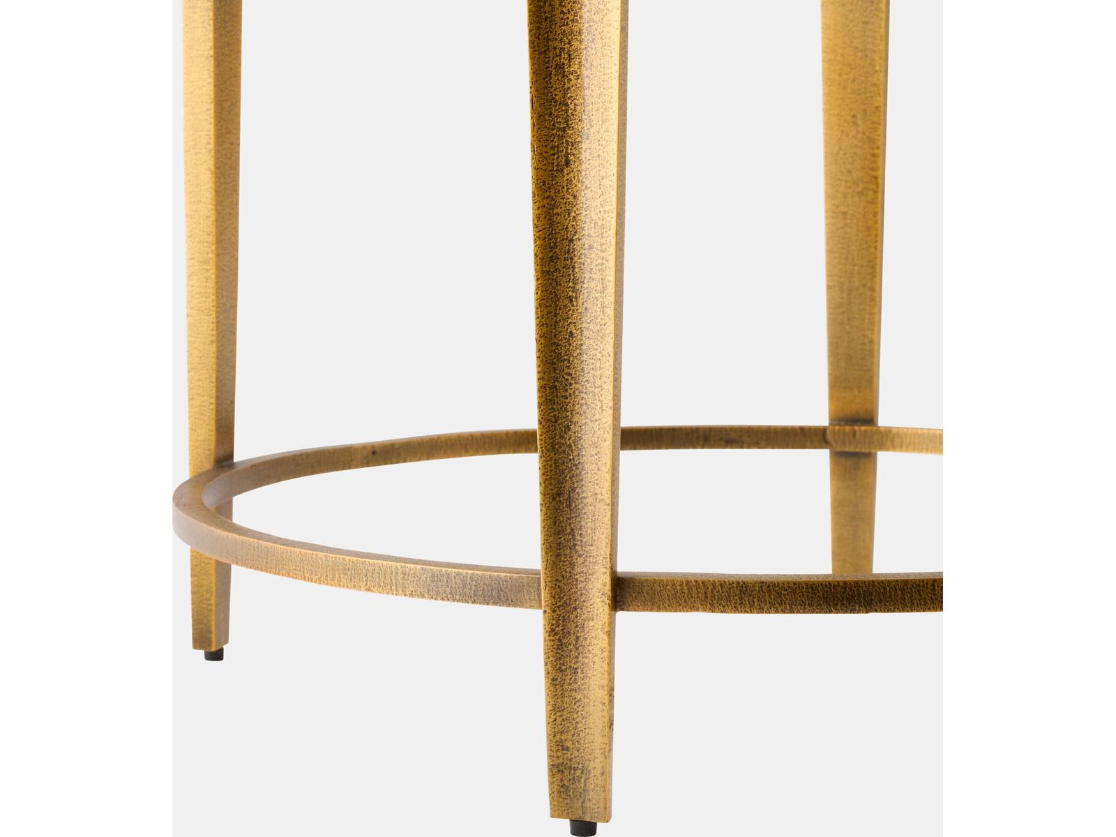 Liberty Round Marble Vintage Brass Natural End Table