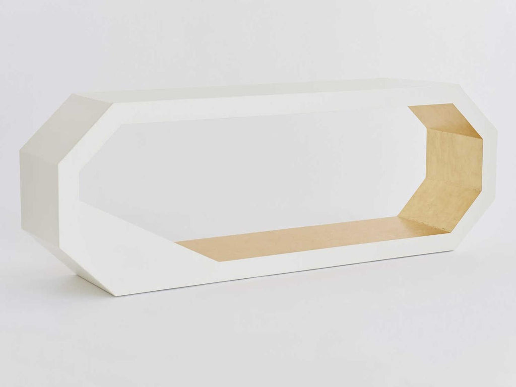 Facet Rectangular Console Table in Ivory and Gold Leaf