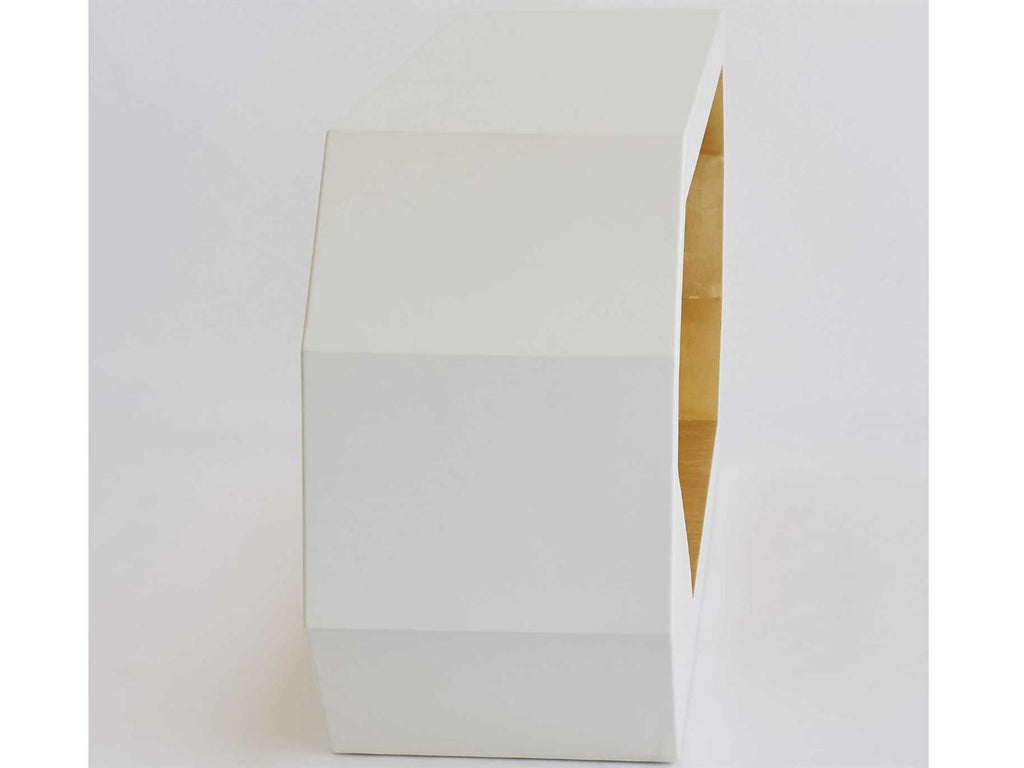 Facet Rectangular Console Table in Ivory and Gold Leaf