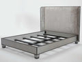Argento Queen Platform Bed with Pewter Trim and Velvet Upholstery
