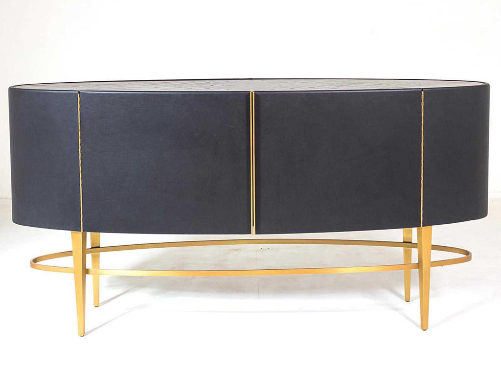 Ellipse 72-Inch Oak Wood Sideboard in Black Golden