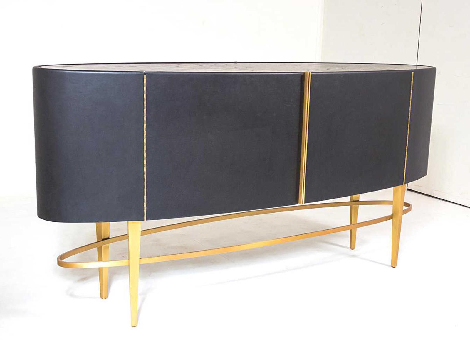 Ellipse 72-Inch Oak Wood Sideboard in Black Golden