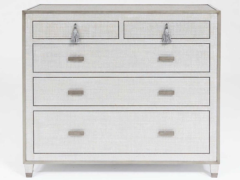 Argento 5-Drawer Chest with Silvered Raffia and Pewter Trim