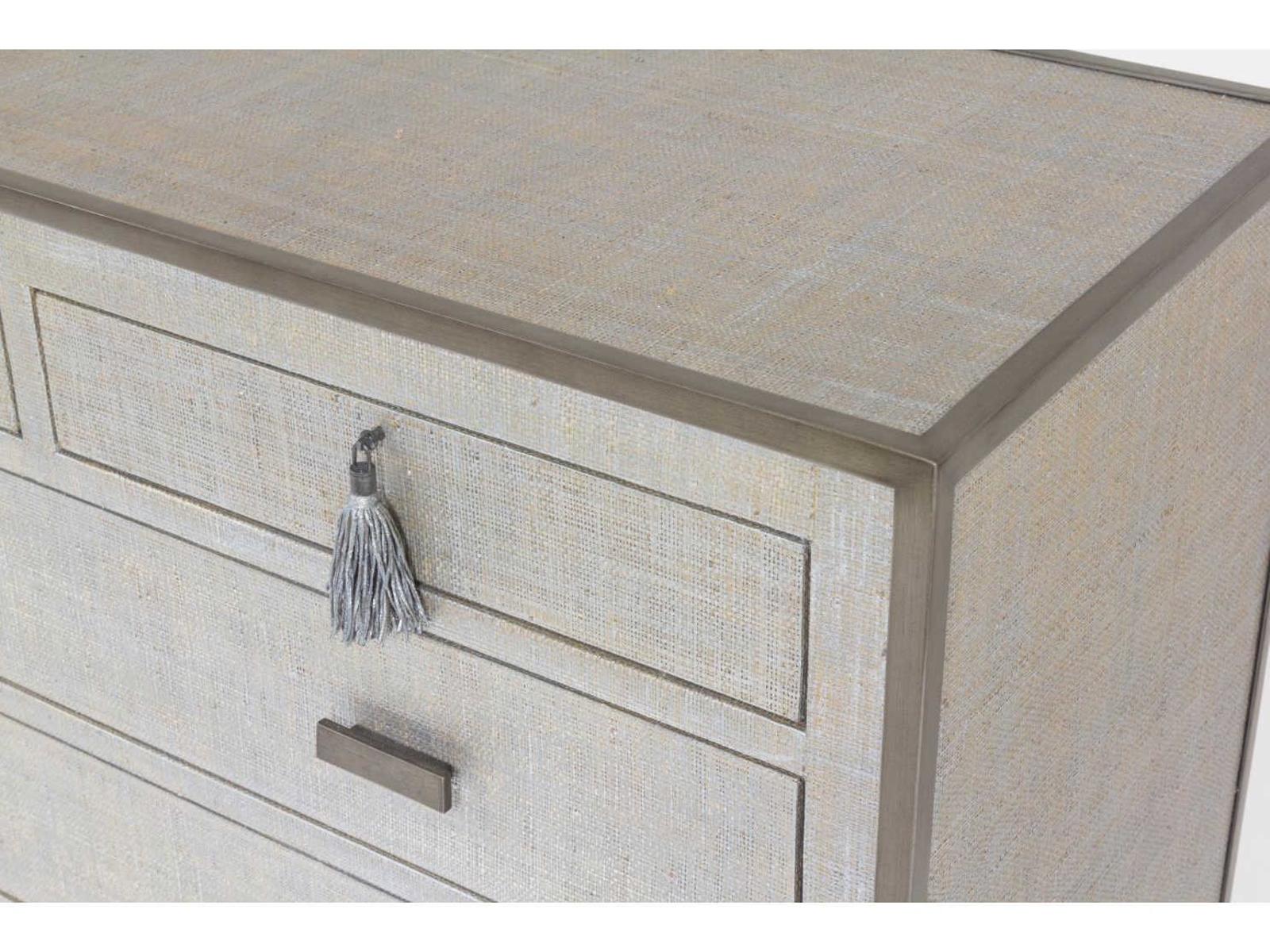 Argento 5-Drawer Chest with Silvered Raffia and Pewter Trim