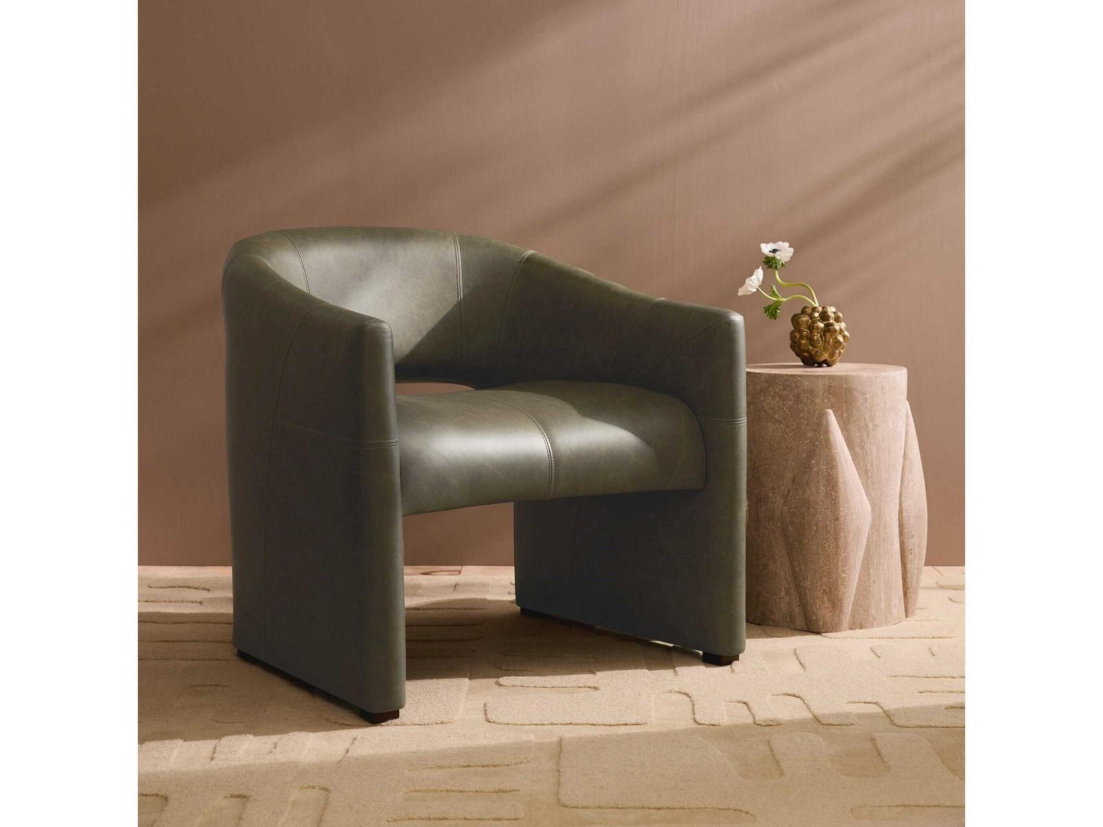 Tusk Round Honed Travertine End Table with Hand-Carved Ridges