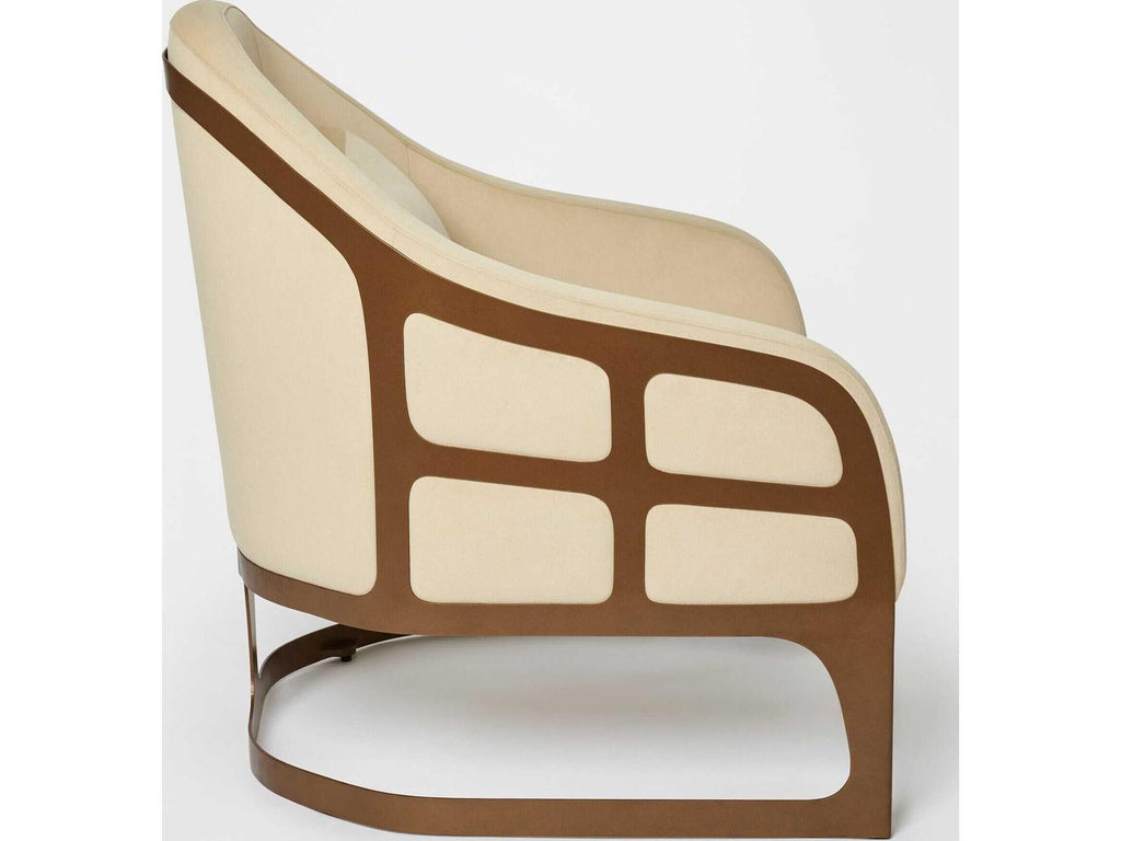 Soho Accent Chair in Deep Bronze Metal and Cream Fabric