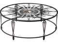 Soleil Round Glass Coffee Table with Gunmetal and Brass Finish