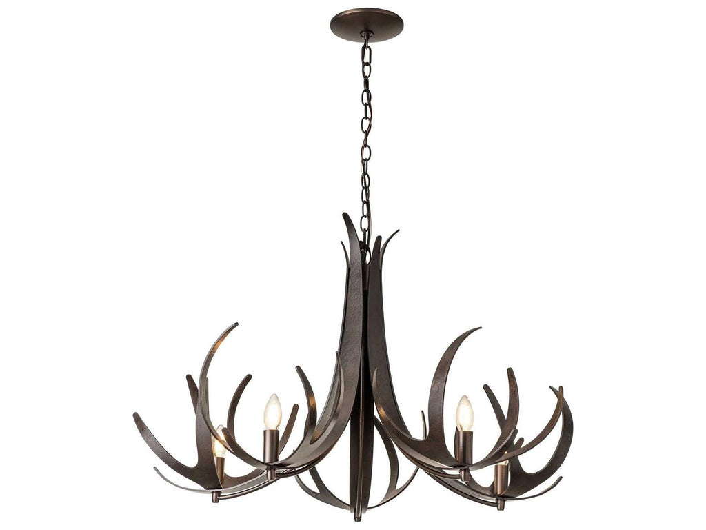 Hubbardton Forge Caribou 5-Light Candelabra Chandelier Hand-Forged Steel