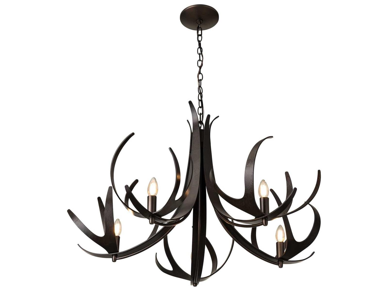 Hubbardton Forge Caribou 5-Light Candelabra Chandelier Hand-Forged Steel