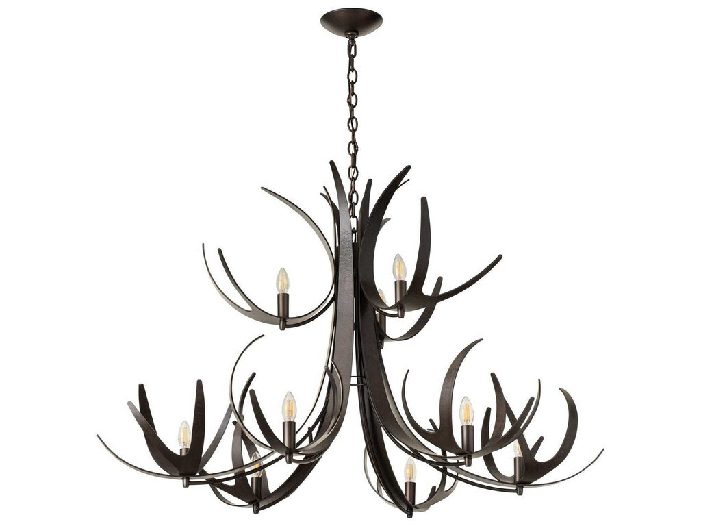 Hubbardton Forge 9-Light Caribou Tiered Chandelier