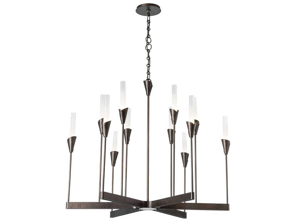Hubbardton Forge 12-Light Lilium Chandelier with Frosted Gradient Glass