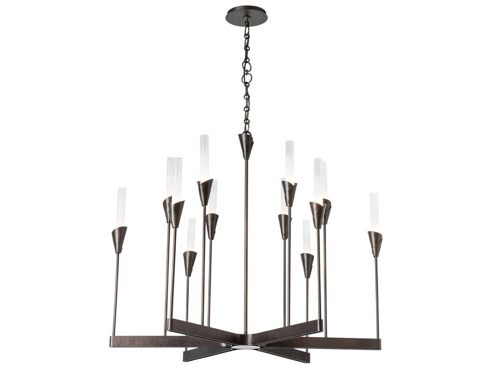 Hubbardton Forge 12-Light Lilium Chandelier with Frosted Gradient Glass