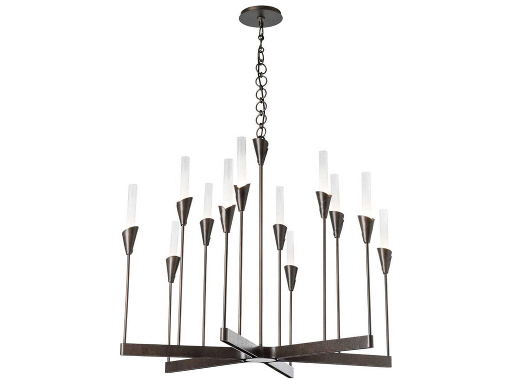Hubbardton Forge 12-Light Lilium Chandelier with Frosted Gradient Glass