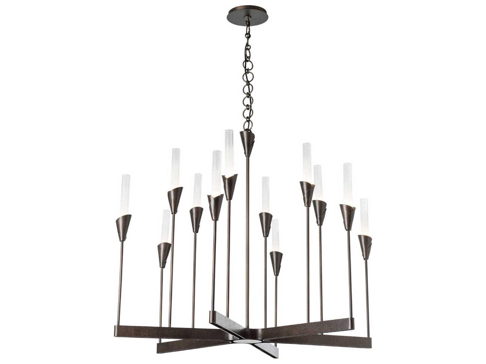 Hubbardton Forge 12-Light Lilium Chandelier with Frosted Gradient Glass