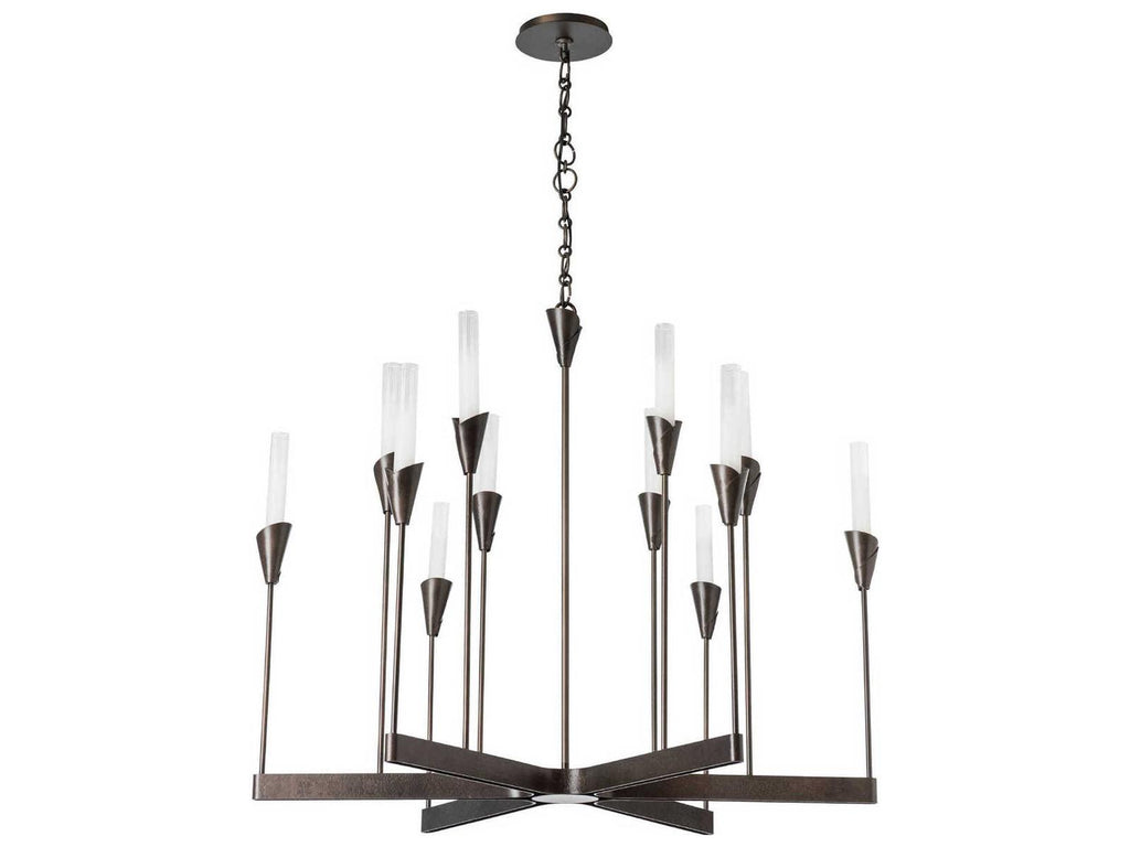 Hubbardton Forge 12-Light Lilium Chandelier with Frosted Gradient Glass