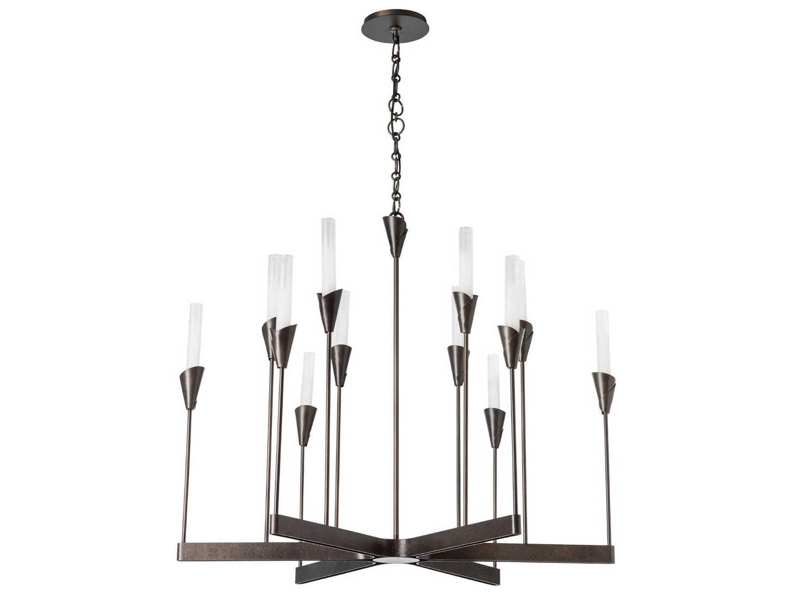 Hubbardton Forge 12-Light Lilium Chandelier with Frosted Gradient Glass