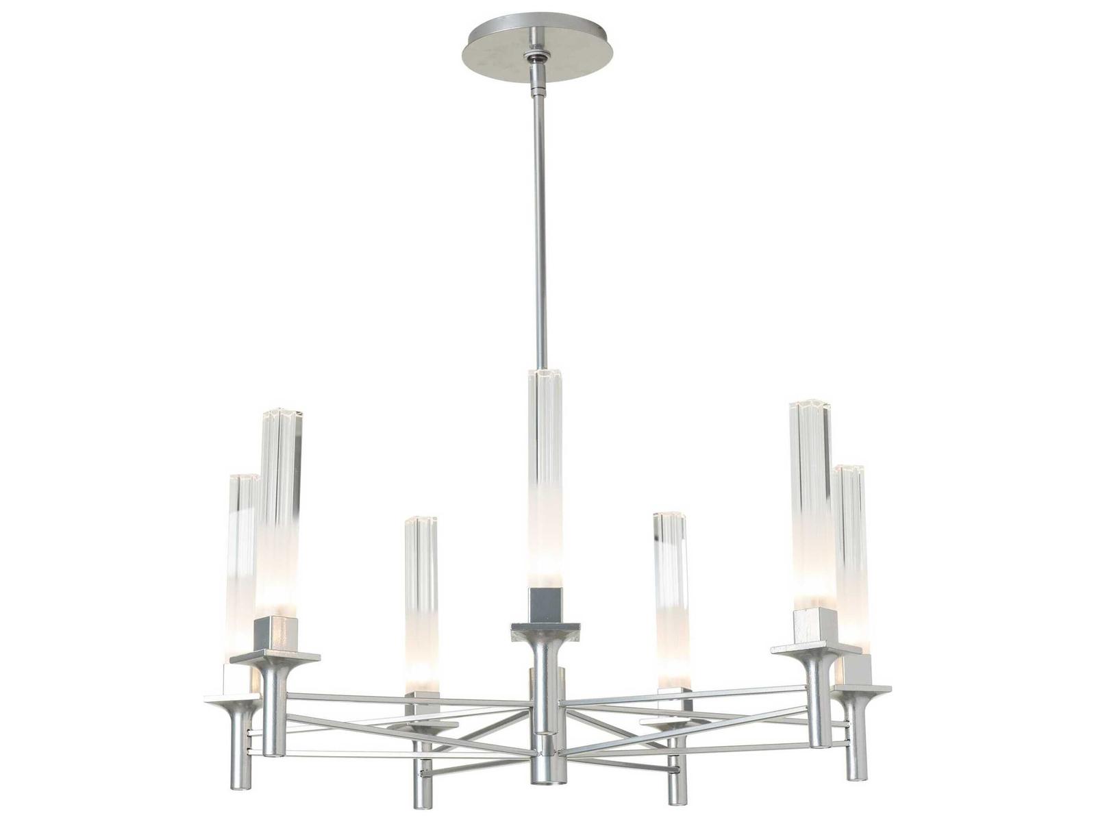 Hubbardton Forge 7-Light Truss Chandelier with Frosted Cylinder Shades
