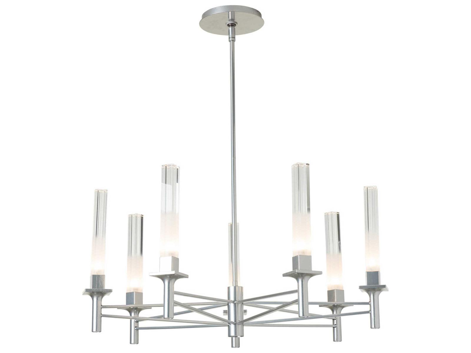 Hubbardton Forge 7-Light Truss Chandelier with Frosted Cylinder Shades
