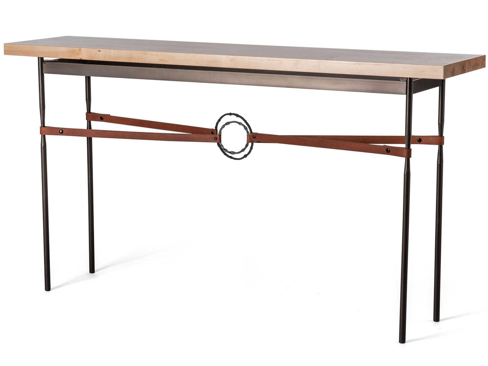 Equus Rectangular Console Table with Maple Top and Leather Accents