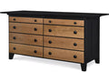 8-Drawer Black Mahogany Double Dresser Shaker Counter with Overhang Top