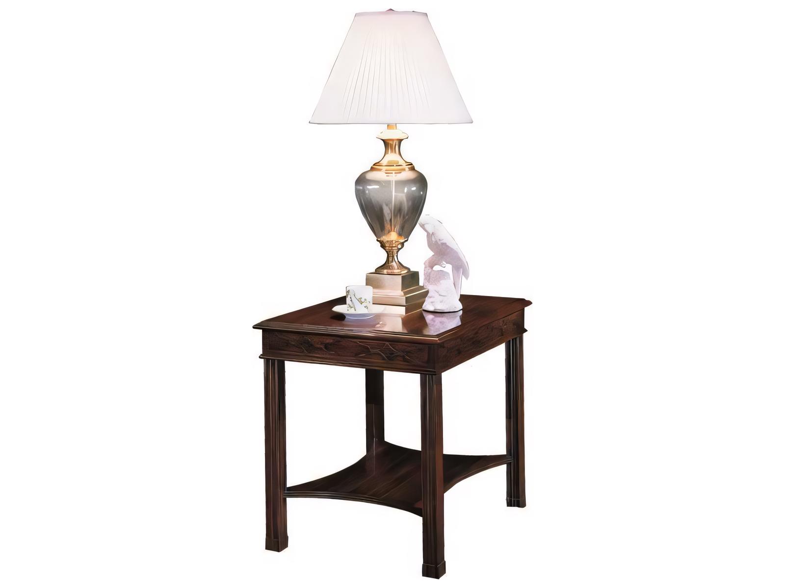Rectangular Wood End Table with Shelf