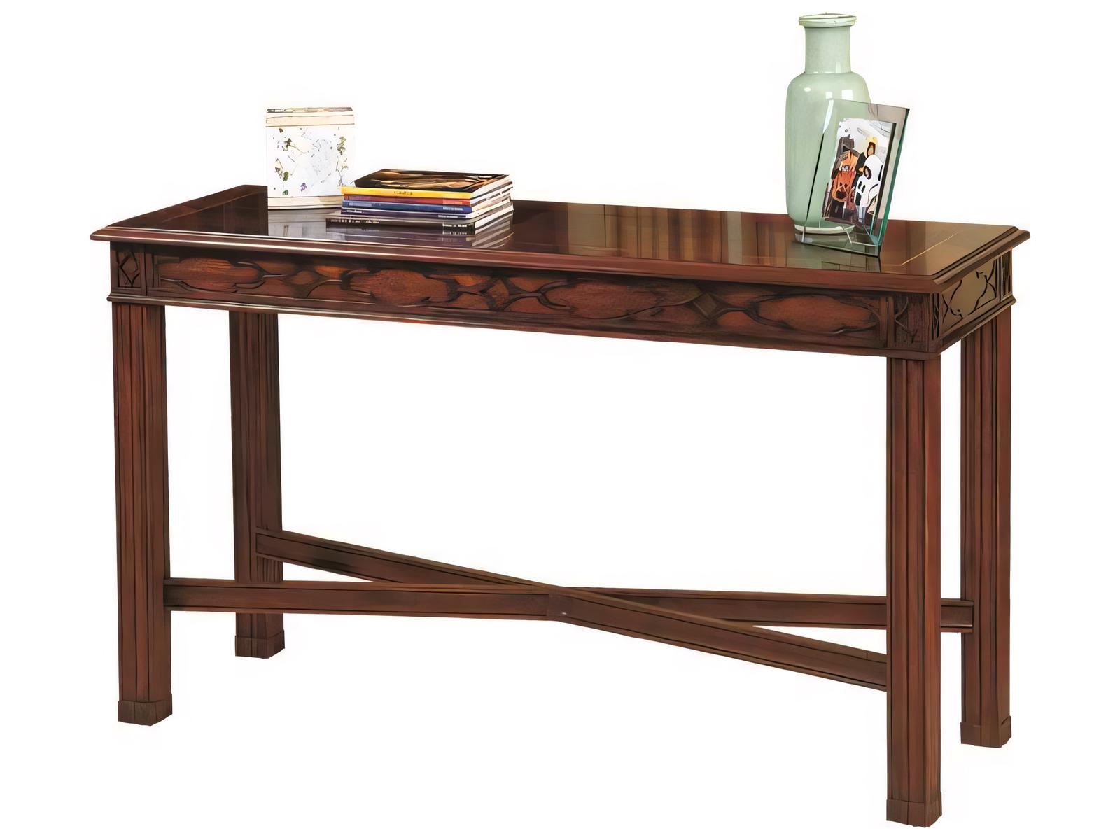 Rectangular Console Table with Mahogany Veneer Top
