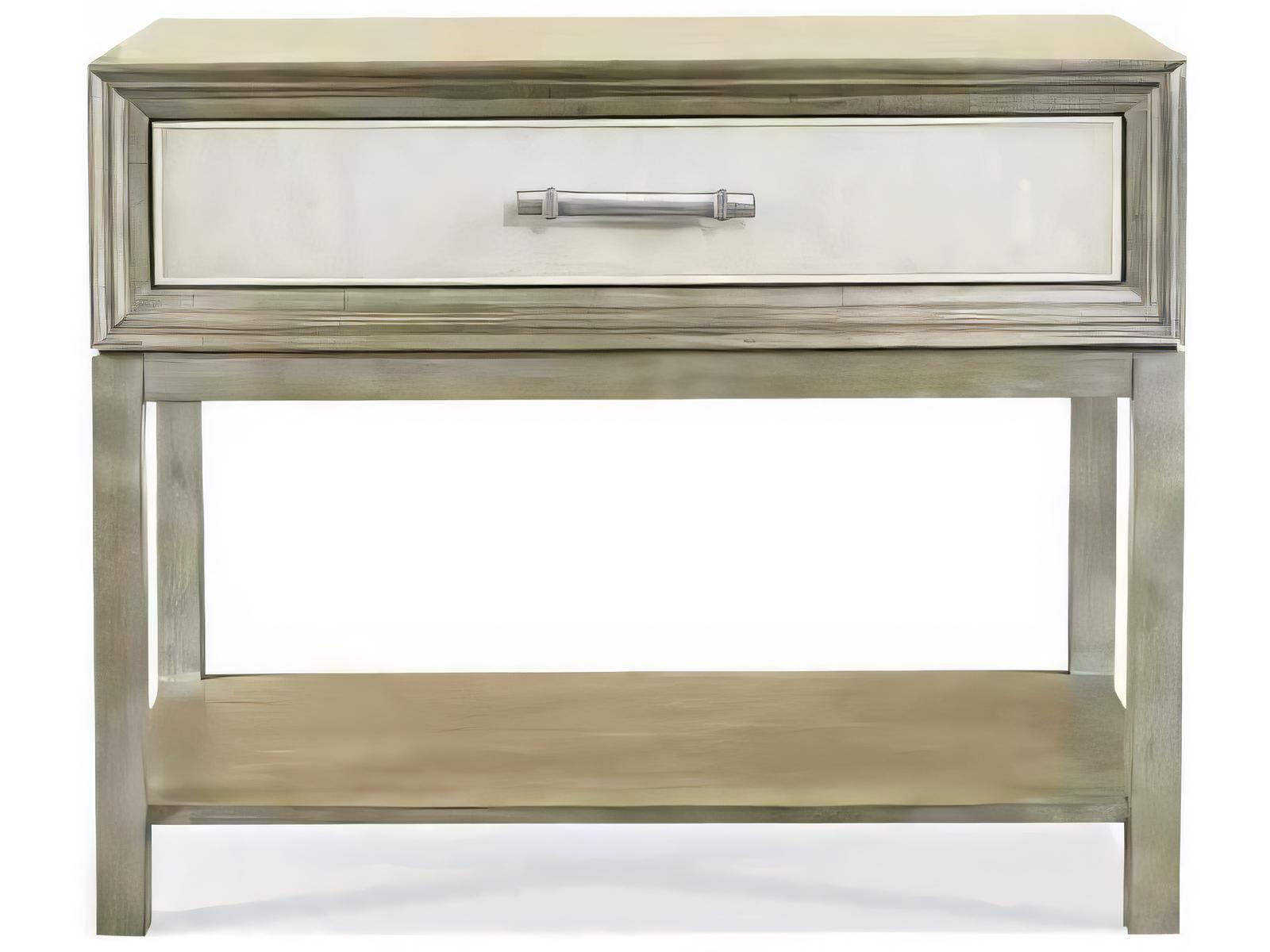 Custom Elements Cabinet Rectangular Wood End Table with Stone Finish