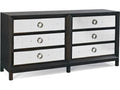 Custom Elements 6-Drawer Brown Maple Wood Double Dresser with Eglomise Fronts