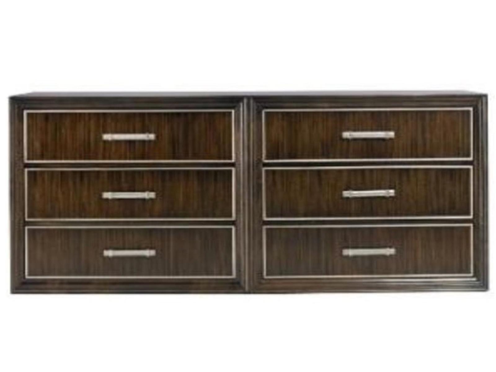 Custom Elements Cabinet 6-Drawer Double Dresser in Brown Maple Wood