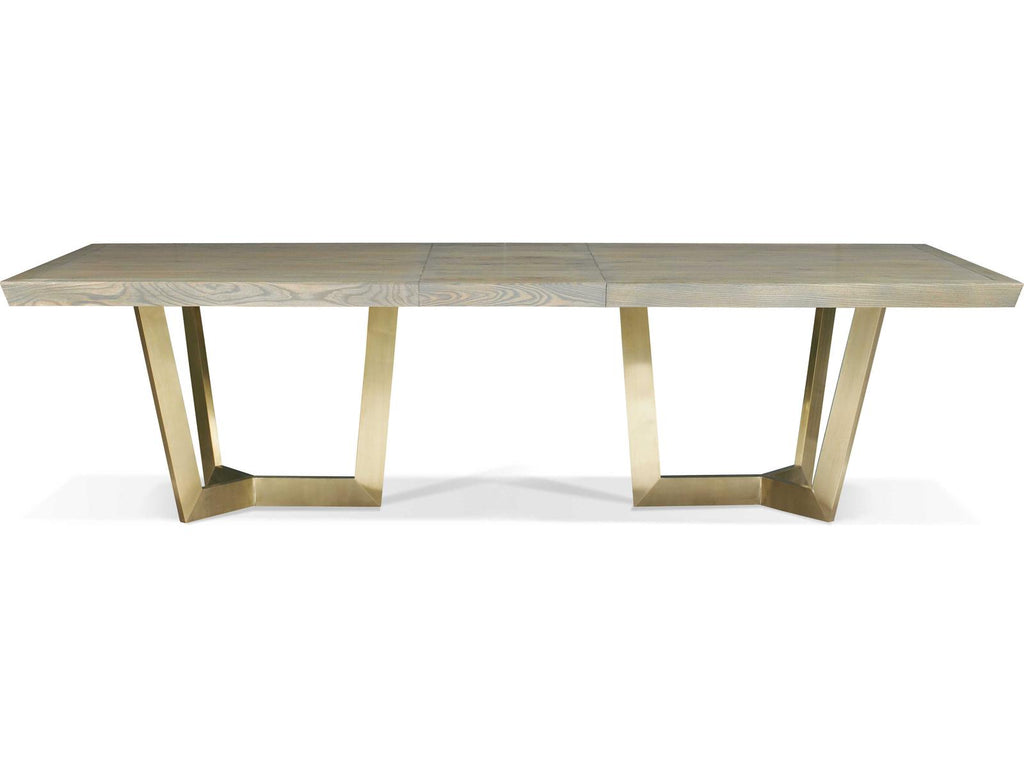 Odyssey Rectangular Extendable Dining Table in Washed Canvas and Champagne Bronze