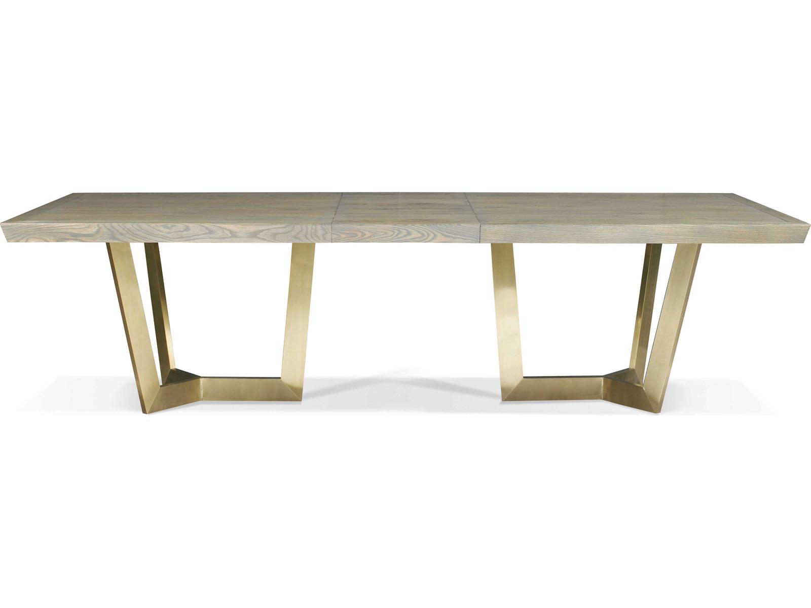 Odyssey Rectangular Extendable Dining Table in Washed Canvas and Champagne Bronze