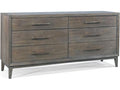 Odyssey 6-Drawer Gray Ash Wood Double Dresser with Soft Close Drawers