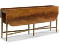 East Side West Side Console Table Bleached Crotch Mahogany and Aged Platinum Base