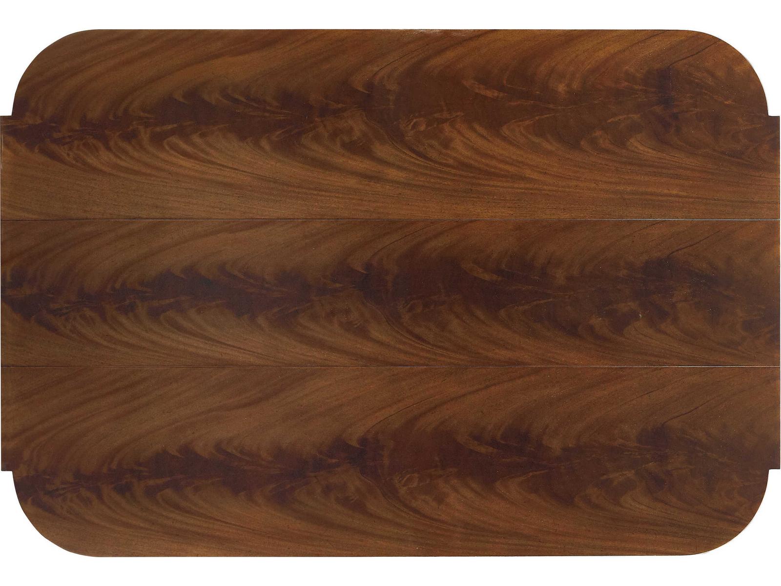 East Side West Side Console Table Bleached Crotch Mahogany and Aged Platinum Base