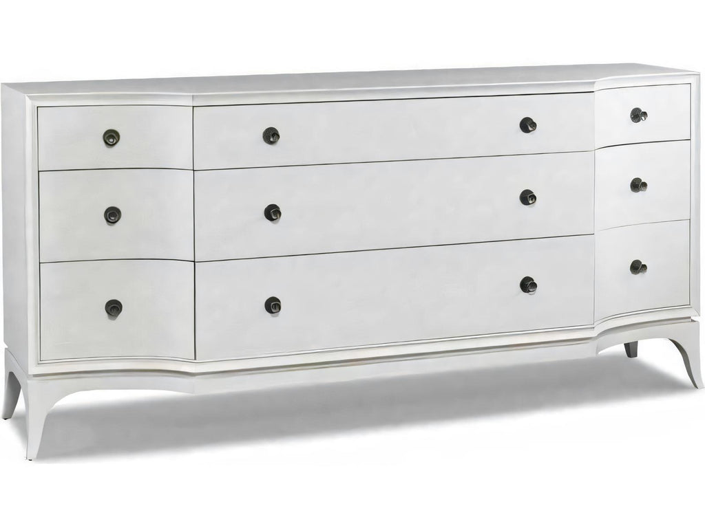 Terra Modern 9-Drawer Dresser in Modern Walnut with Polished Nickel Hardware