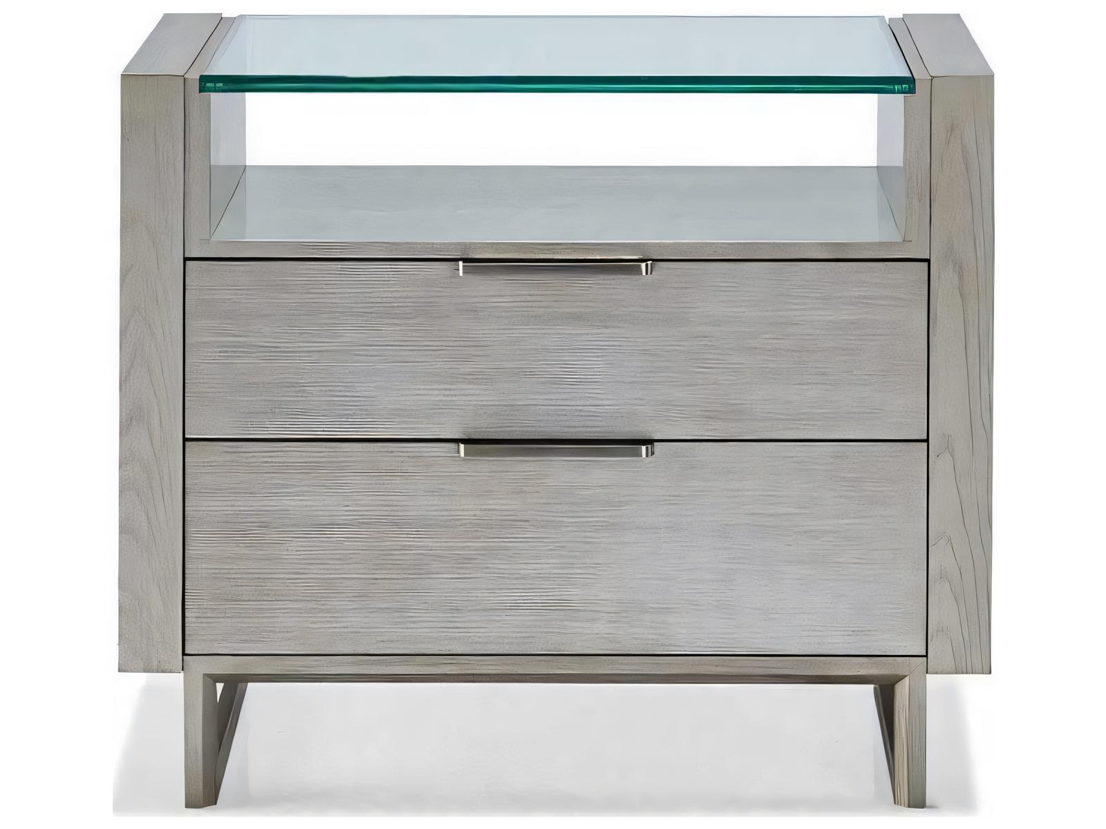 Modern Retreat 2-Drawer Nightstand in Gray Ash Wood with Silver Fox Finish