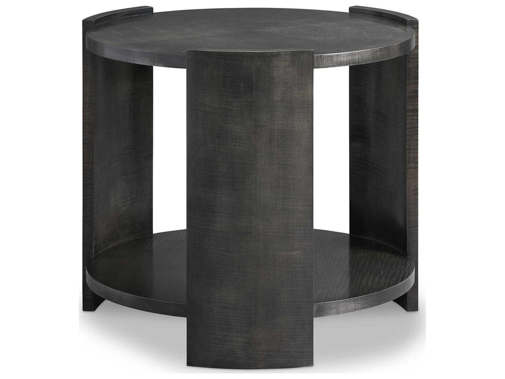 Belvedere Round Wood End Table with Shelf