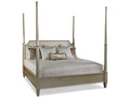 Innovation King Upholstered Four Poster Bed Platinum Gray Cherry Wood