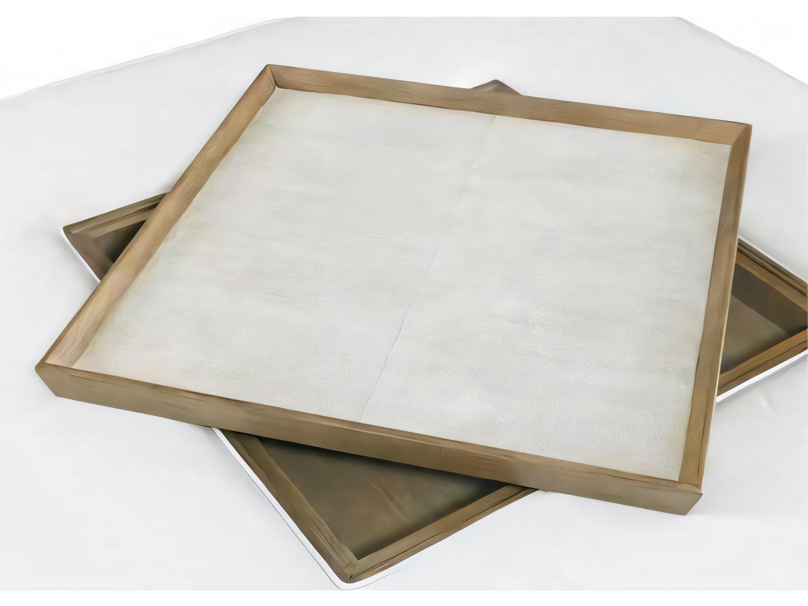 A La Carte Square Fabric Taupe Shagreen Westwood Cocktail Table With Tray