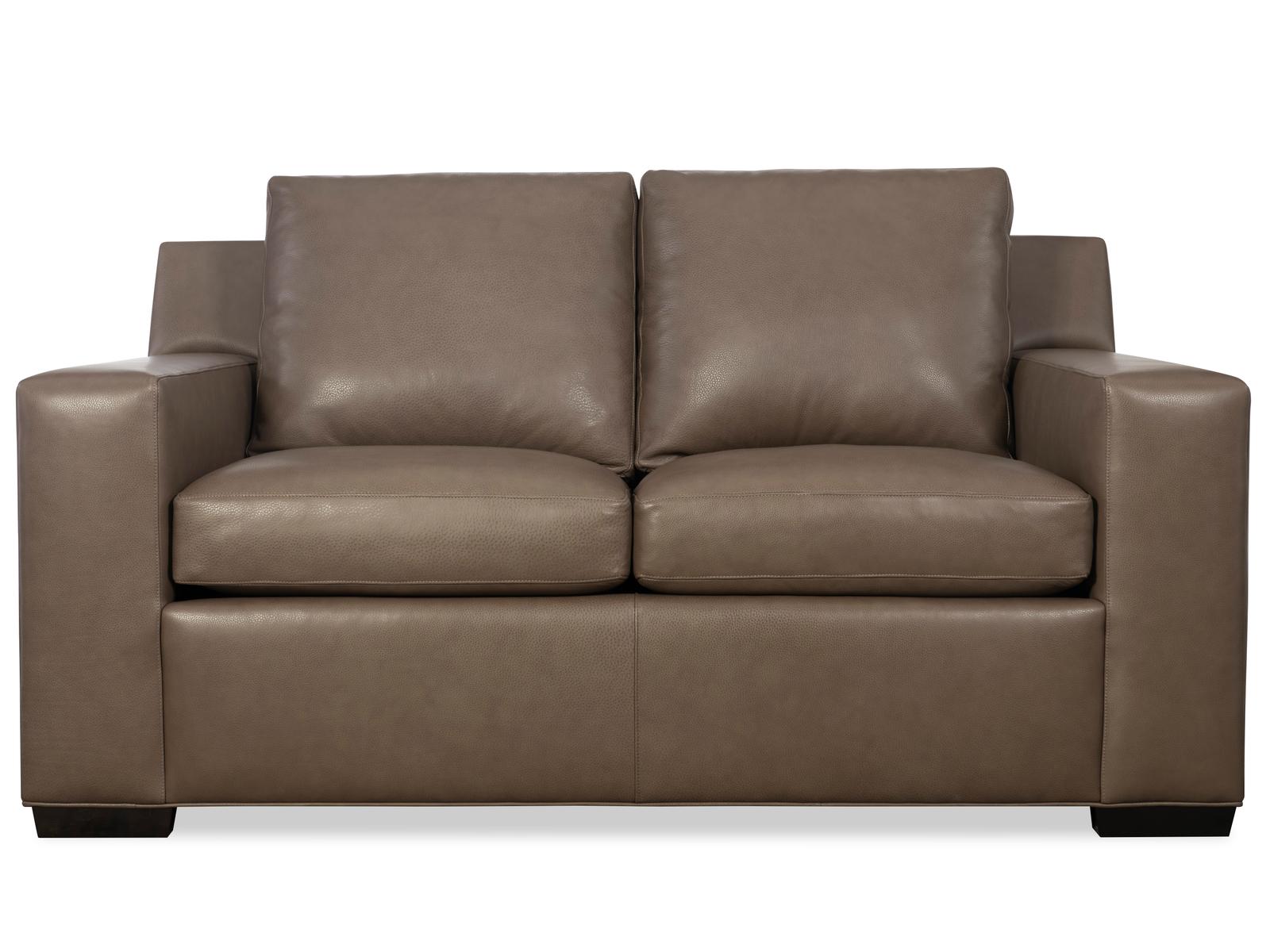 Octavius Fergus Truffle Leather Loveseat with Track Arms