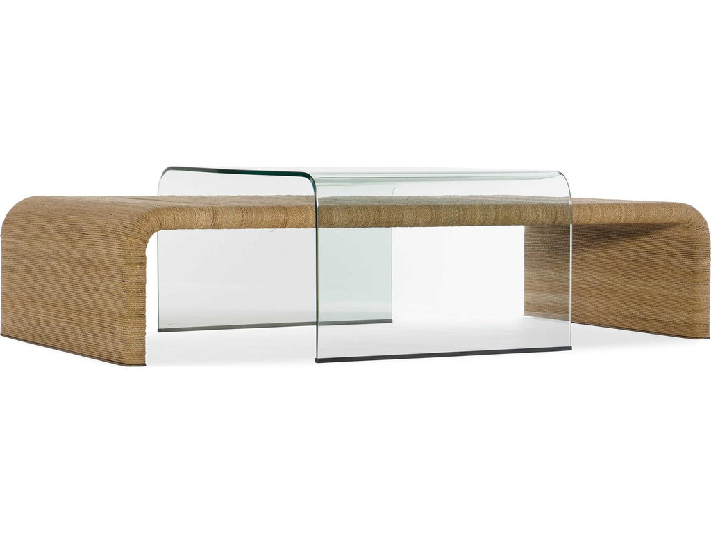 Amani Rope and Glass Rectangular Cocktail Table in Browns