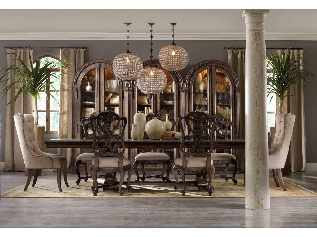 Rhapsody 88-128 Inch Rectangle Dining Table Walnut Colored Rustic Finish